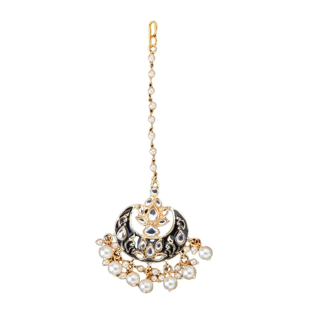 Kundan Chand Tikka with Gold Plating Indian Traditional Maang Tikka Pakistani, Indian Forehead Fashion Jewelry Matha Patti Designer Head Accessory Indian Wedding Gift for Her